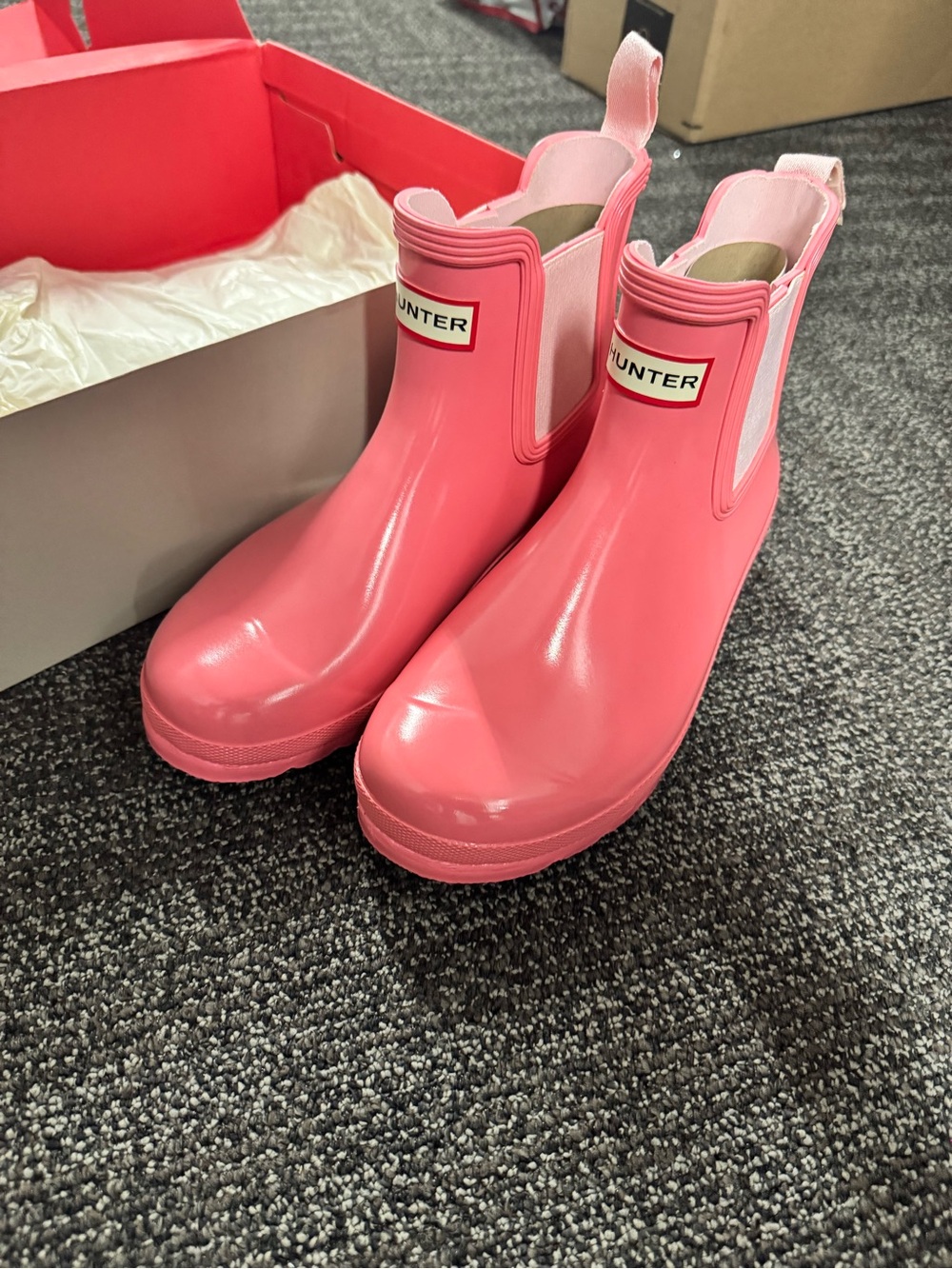Hunter Bright Coral Chelsea Rain Boots - Picture 4 of 6